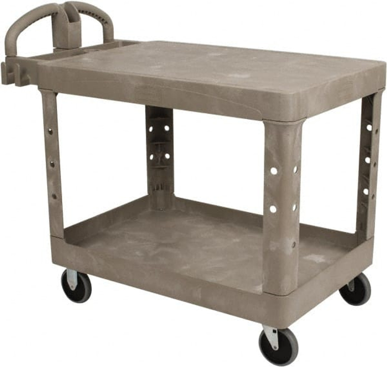 Rubbermaid 500 Lb Capacity, 25 Wide x 43-7/8 Long x 32-3/4 High Standard Utility  Cart Plastic, Beige, 2 Shelves FG452088BEIG - 79167359 - Penn Tool Co., Inc