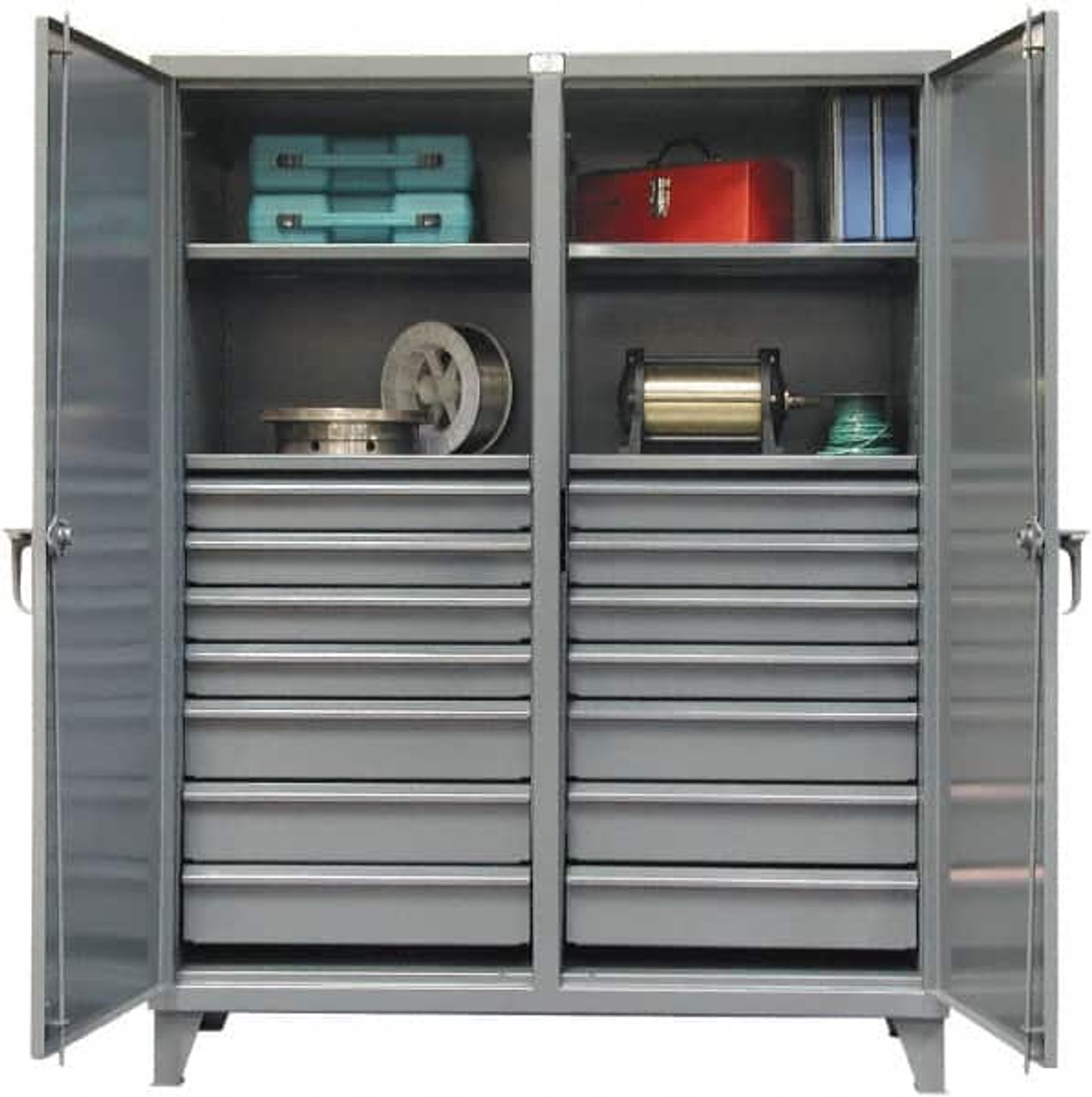 Strong Hold Bin Storage Cabinet with Shelves - Trammell Equipment Company