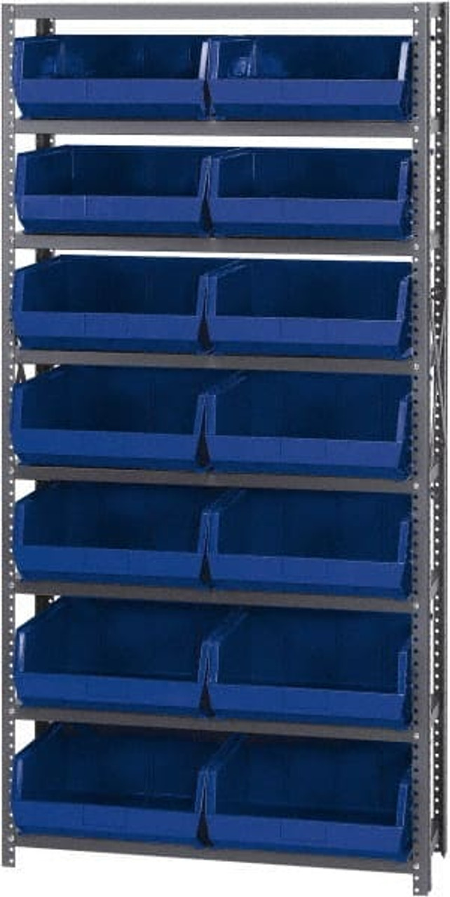 Shelf Bin Organizer - 36 x 12 x 75 with 4 x 12 x 4 Yellow Bins