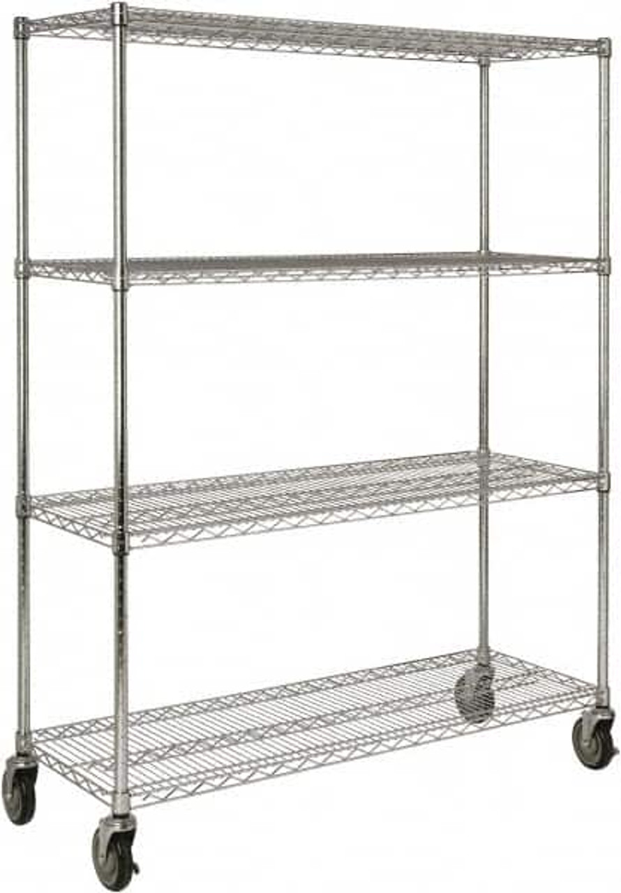 Rubbermaid 800 lb Capacity 4 Shelf Wire Shelving - Starter Unit 50 W x 18 Deep x 67-5/32 H, Chrome FG9G8000CHRM - 52640406