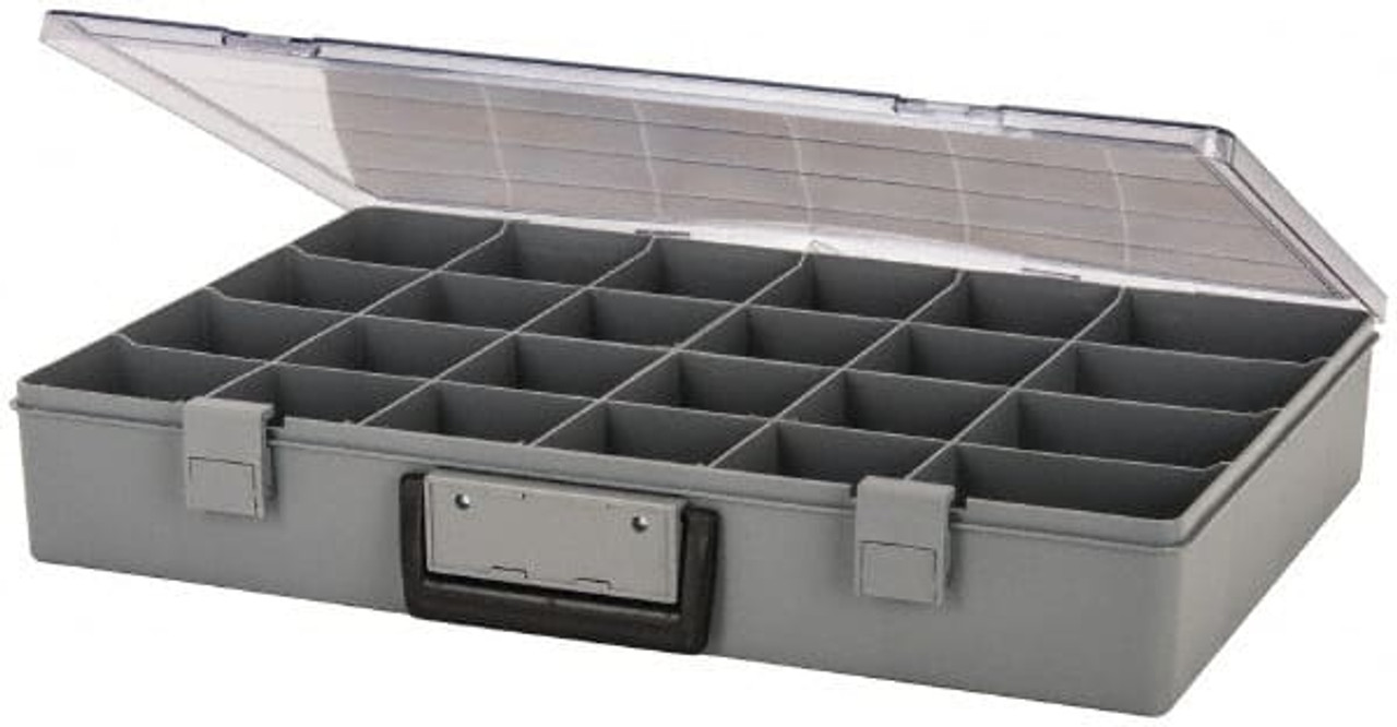 Flambeau 24 Compartment Gray Small Parts Storage Box 18-1/2 Wide x 3 High  x 13 Deep, Copolymer Frame 1024-2 - 00292987
