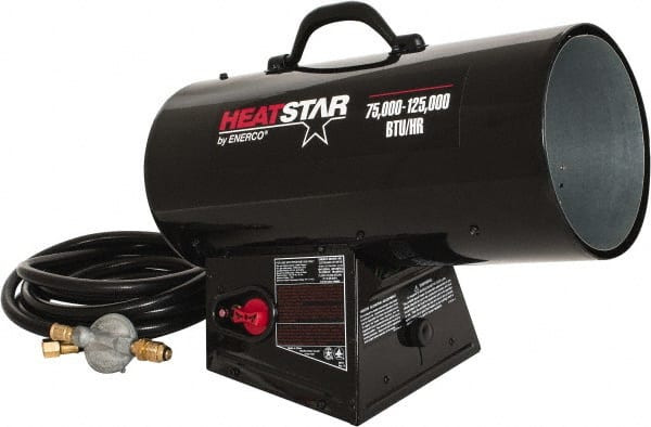 HeatStar 75,000 to 125,000 BTU Rating, Propane Forced Air Heater 3,000 Sq  Ft Max Heating Area, 40 Lb Capacity, Fuel with Propane HS125FAV - 93178754  - Penn Tool Co., Inc