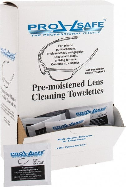 PROSAFE 1 Pack 100 Antifog, Antistatic Lens Cleaning Towelettes