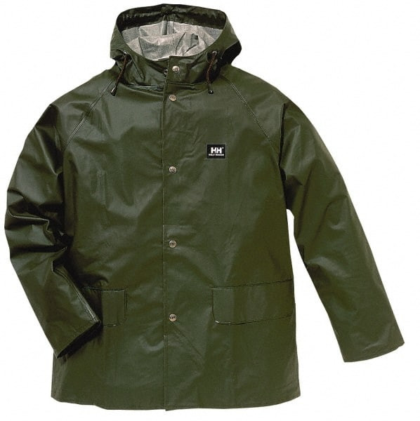 Helly Hansen Size L Army Green Rain Jacket 2 Pockets, 40-42
