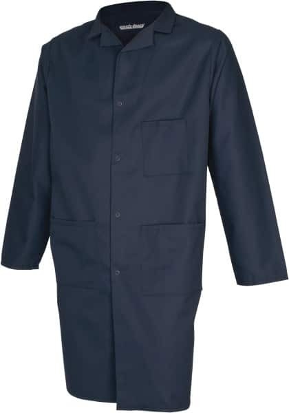 PRO-SAFE Size M Navy Blue Lab Coat Polyester and Cotton, Snap