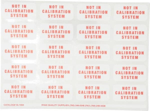 Made in USA Calibration Label Legend: Not In Calibration, English, 5/8 ...