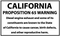 NMC 5 Qty 1 Pack Hazardous Materials Label Legend California Proposition 65 Warning Diesel