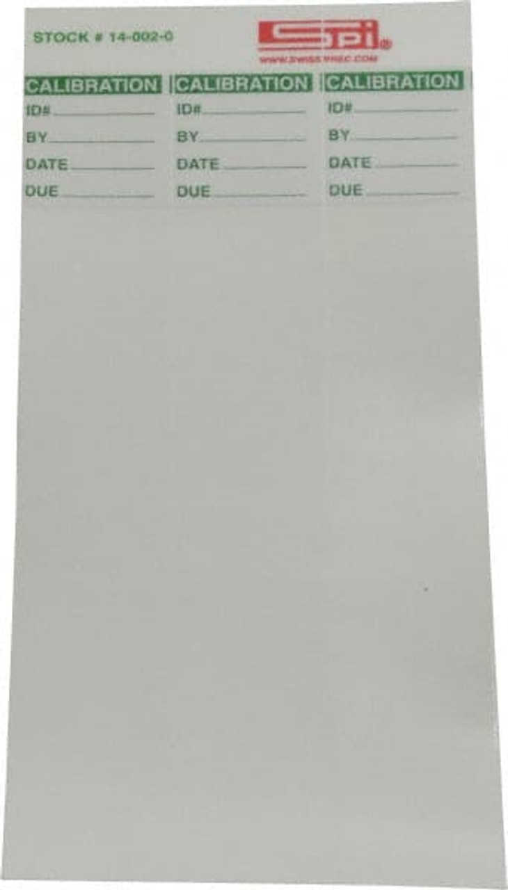 SPI Calibration Label Legend Calibration, English, 6 x 1", Green