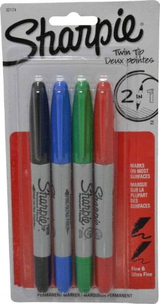 Sharpie 2 in 1 Permanent Marker, Black, Fine & Ultra Fine, Twin Tip