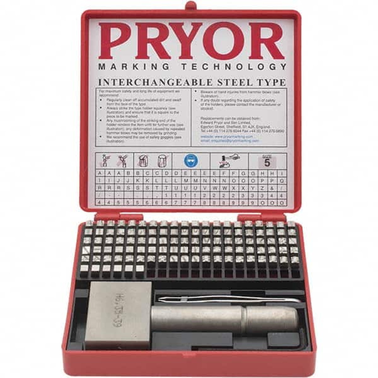 Pryor 106 Piece, 3/16 Inch Character, Hardened Steel Type Set 8 Character  Capacity TIFH050 - 00668079