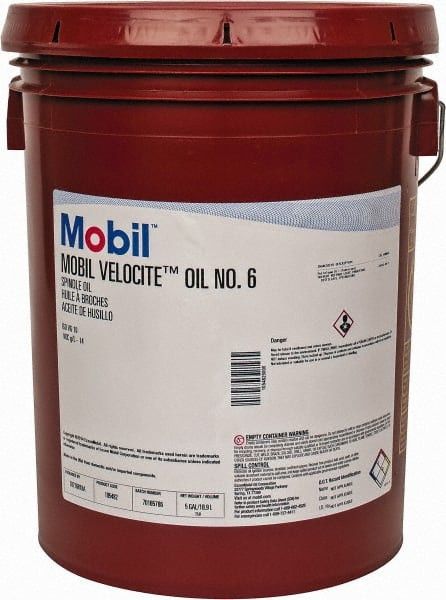 Mobil Velocite No. 6 5 Gal Pail Mineral Spindle Machine Oil ISO 10