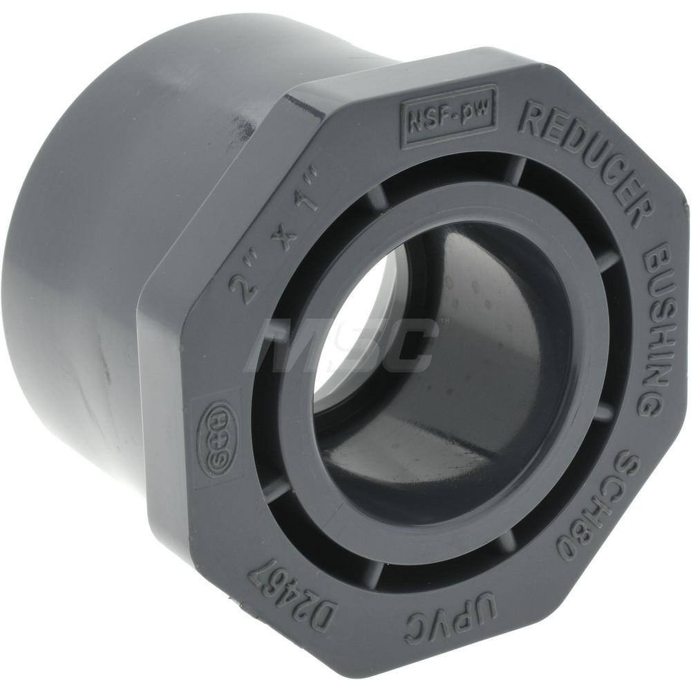 PROSOURCE 2 x 1" PVC Plastic Pipe Bushing Schedule 80, Spig x Slip End Connections