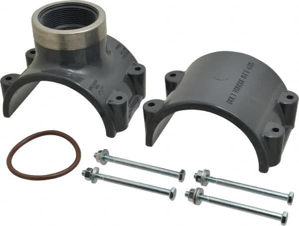 Value Collection 4 x 2" PVC Plastic Pipe Clamp On Saddle with Viton ORing Schedule 80, Pipe O.D