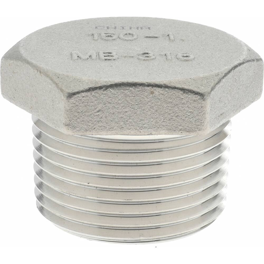 Merit Brass 1" 316 Stainless Steel Pipe Hex Head Plug MNPT Ends, 150 ...