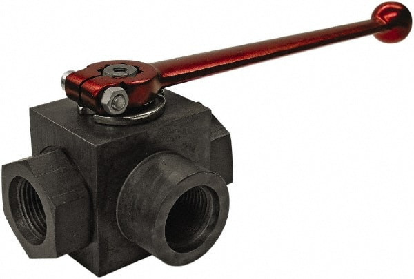 HYDAC 3/8" Pipe, Full Port, Carbon Steel Full Port Ball Valve Three Way