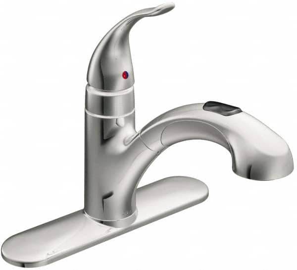 Moen 3 Hole Mount, Low Arc Commercial Faucet One Handle, Pull