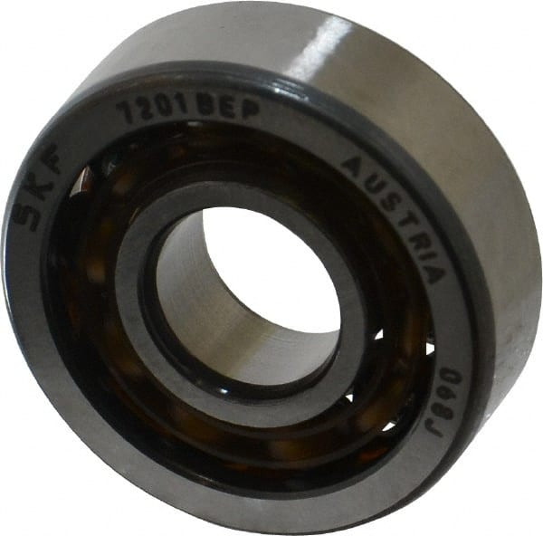SKF 12mm Bore Diam, 32mm OD, Open Angular Contact Radial Ball Bearing