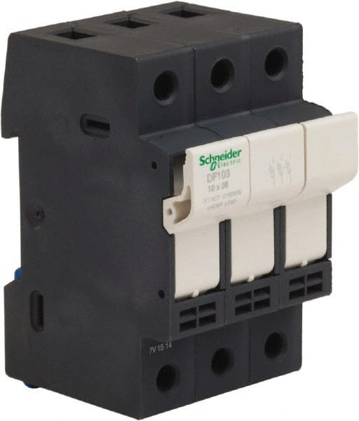 Schneider Electric 3 Pole, 600 Volt, 32 Amp, DIN Rail Mount Fuse Holder