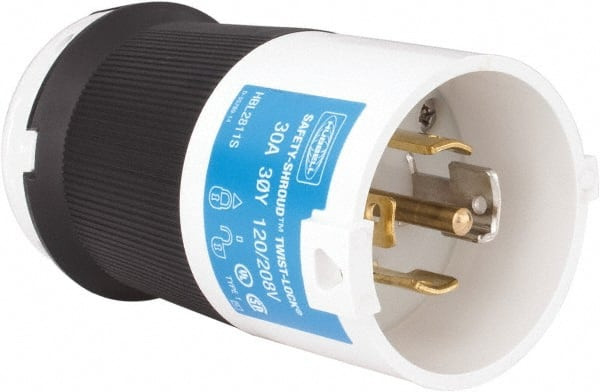 AC WORKS® Connecteur mâle verrouillable NEMA L21-30P 30A 120/208V triphasé 5 fils, noir, p