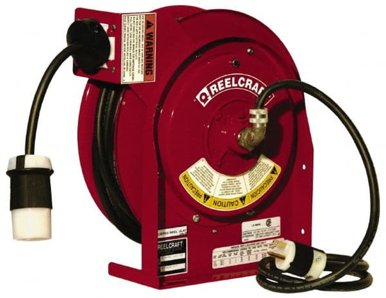 Reelcraft 12 AWG, 45 ft. Cable Length, Cord & Cable Reel with Twist Lock  Receptacle End 1 Outlet, NEMA L5-20R, 20 Amps, 125 Volts, SJEOOW Cable, Red  Reel L 4545 123 3B - 01991207 - Penn Tool Co., Inc