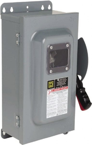 Square D 60 Amp, 600 VAC, 600 VDC, 3 Pole Fused Safety Switch NEMA 12