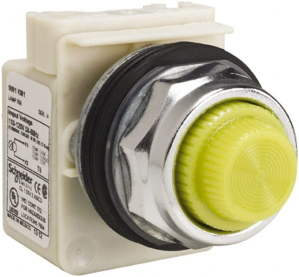 Schneider Electric 120 VAC Yellow Lens Indicating Light Screw Clamp