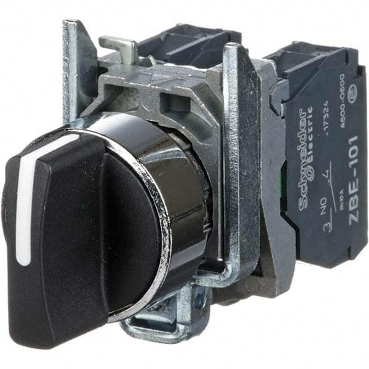 Square D 0.87 Inch Mount Hole, 2 Position, Knob Operated, Selector Switch  Only Black, Maintained (MA), Nonilluminated, NO/NC, Shock and Vibration 