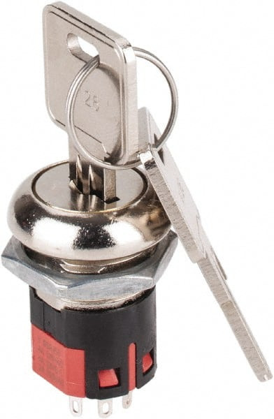 GC/Waldom Electronics 4 Amp at 125 Volt, SPDT, 4 Tumbler Key Switch Solder Terminal, 0.76 Inch