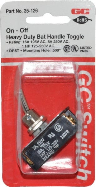 GC/Waldom Electronics DPST Heavy Duty On-Off Toggle Switch Screw