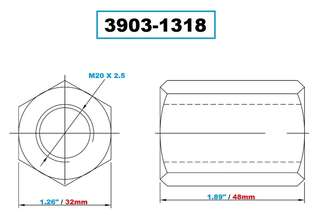Vertex Coupling Nuts Metric Thread