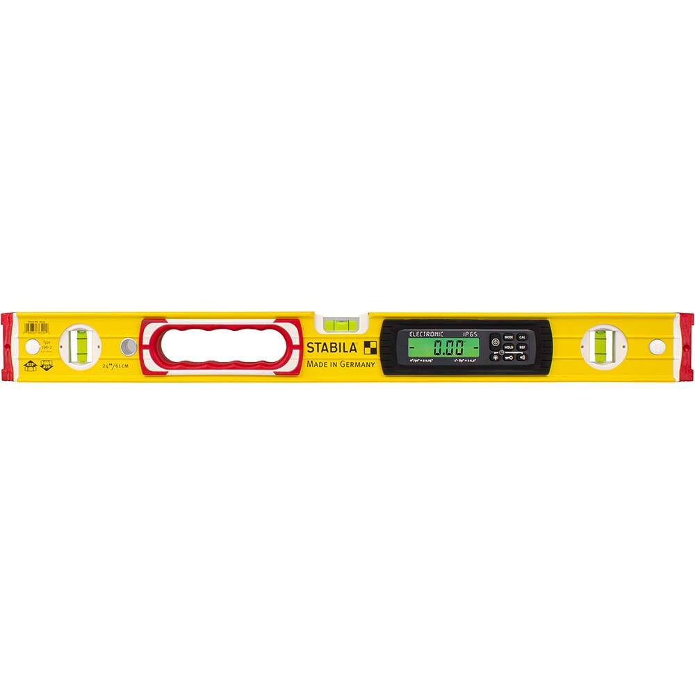 STABILA 24" Long 3 Vial Box Beam Level Aluminum, Yellow, 2 Plumb & 1