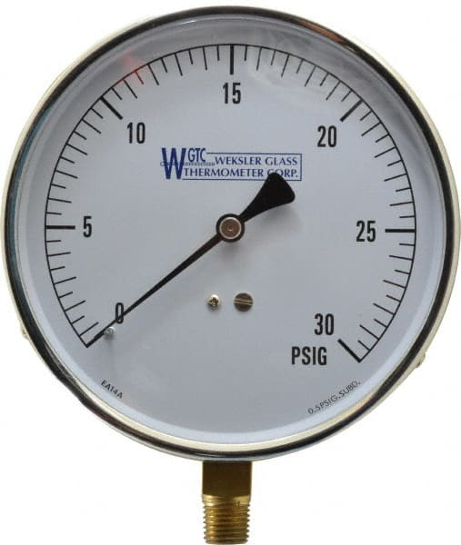 Weksler Ea14d-Pbf Pressure Gauge, 1/4 In Npt, Bottom Location Weksler Ea14d-Pbf Pressure Gauge, 1/4 In Npt, Bottom Location