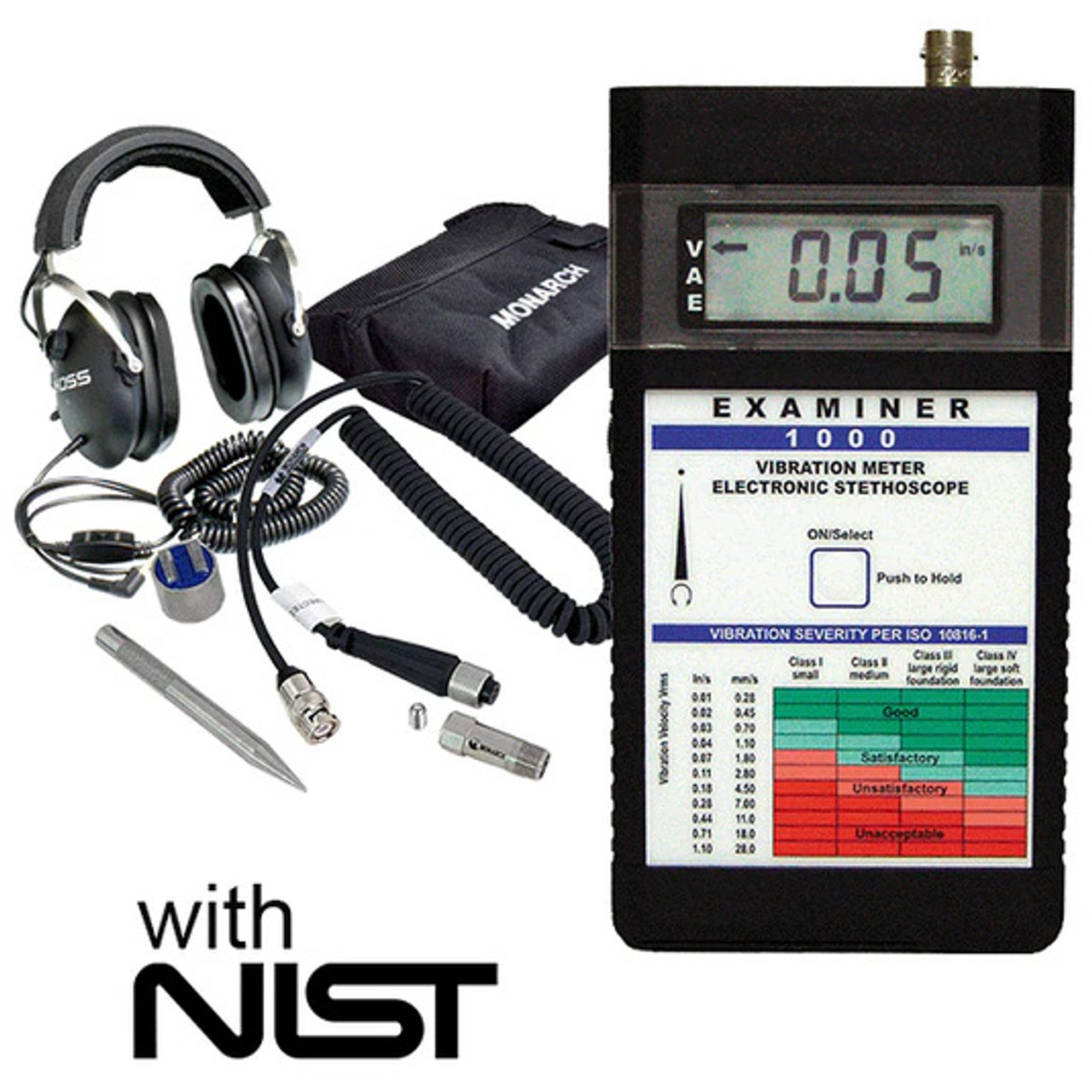 Monarch Instrument EXAMINER 1000 Vibration Meter Kit with NIST
