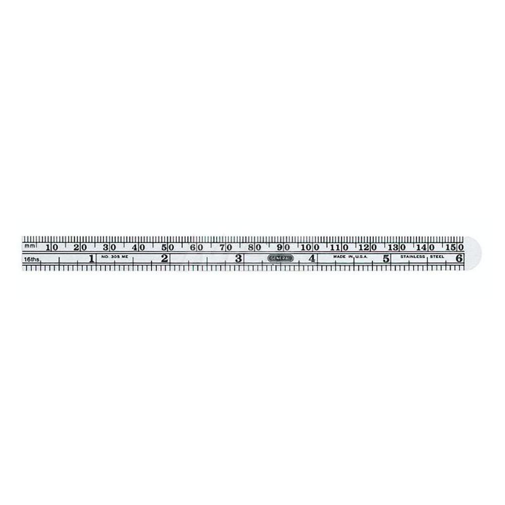 General 6 inch Flexible Steel Ruler 16th inch. Graduations 6 inch ...