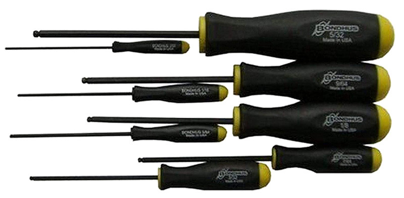 Bondhus ProHold® Ball End Screwdrivers PBSX8S, 8pc Set, .050