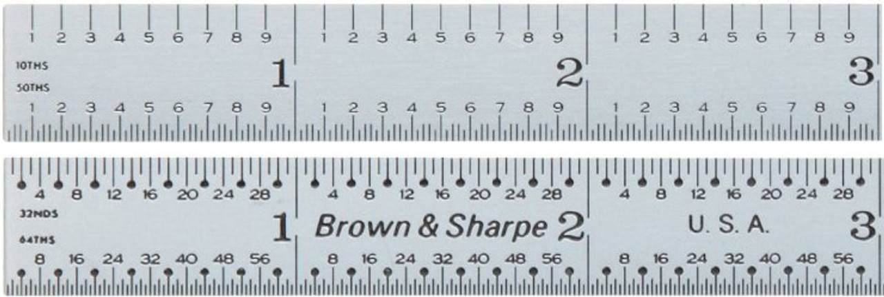 Brown & Sharpe Steel Rule, Chrome Finish, Solid, 24 Inch 4R Graduation -  599-314-2404 - Penn Tool Co., Inc