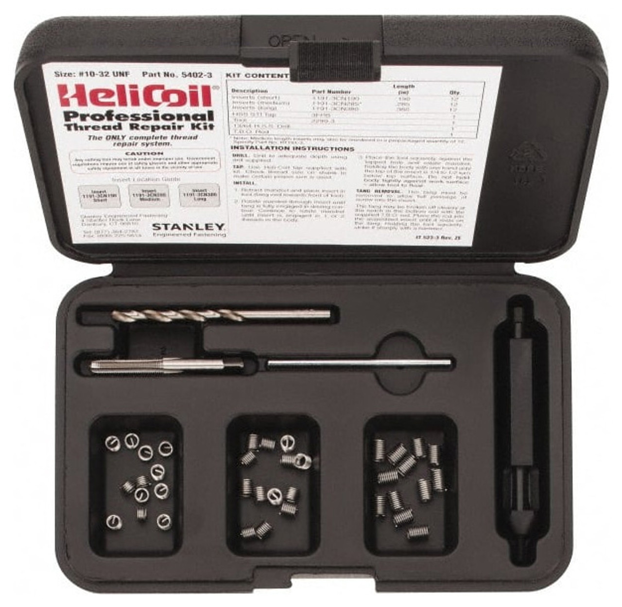 OUTILLAGE, KIT RÉPARATION FILETAGE TYPE Helicoil  10.32 UNF, KIT