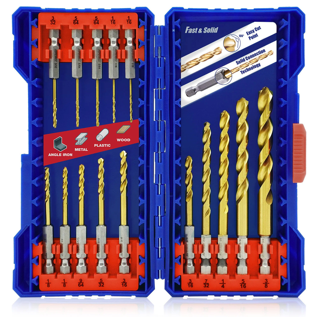 JEFE HEX Handree 15 Pcs Hex Shank Drill Bit Set, HSS, 135 Degrees Split ...