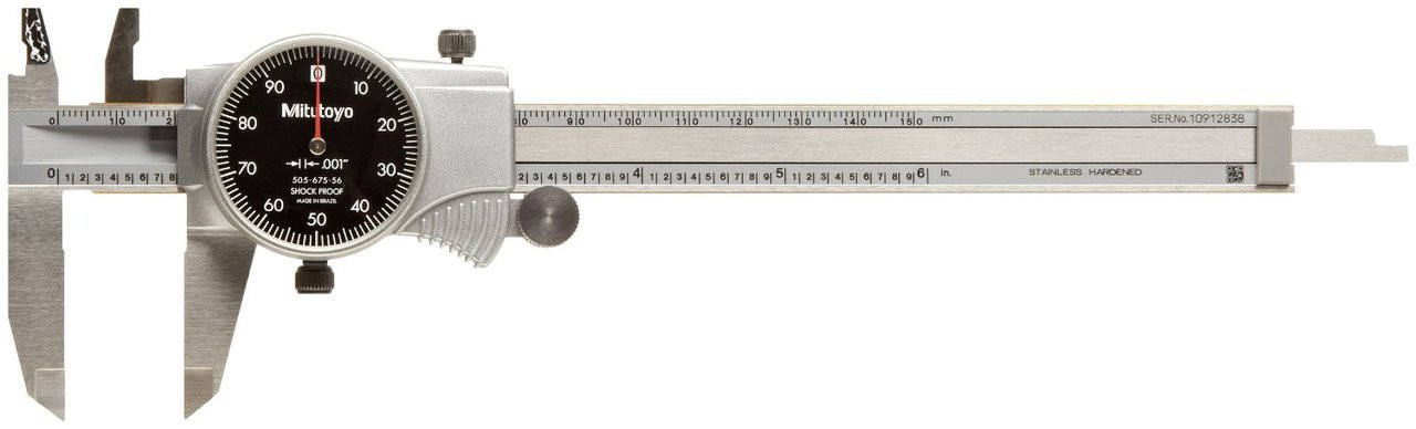 Mitutoyo 505-742-56 Dial Caliper with Black Dial Face 0-6" Range .001" 
