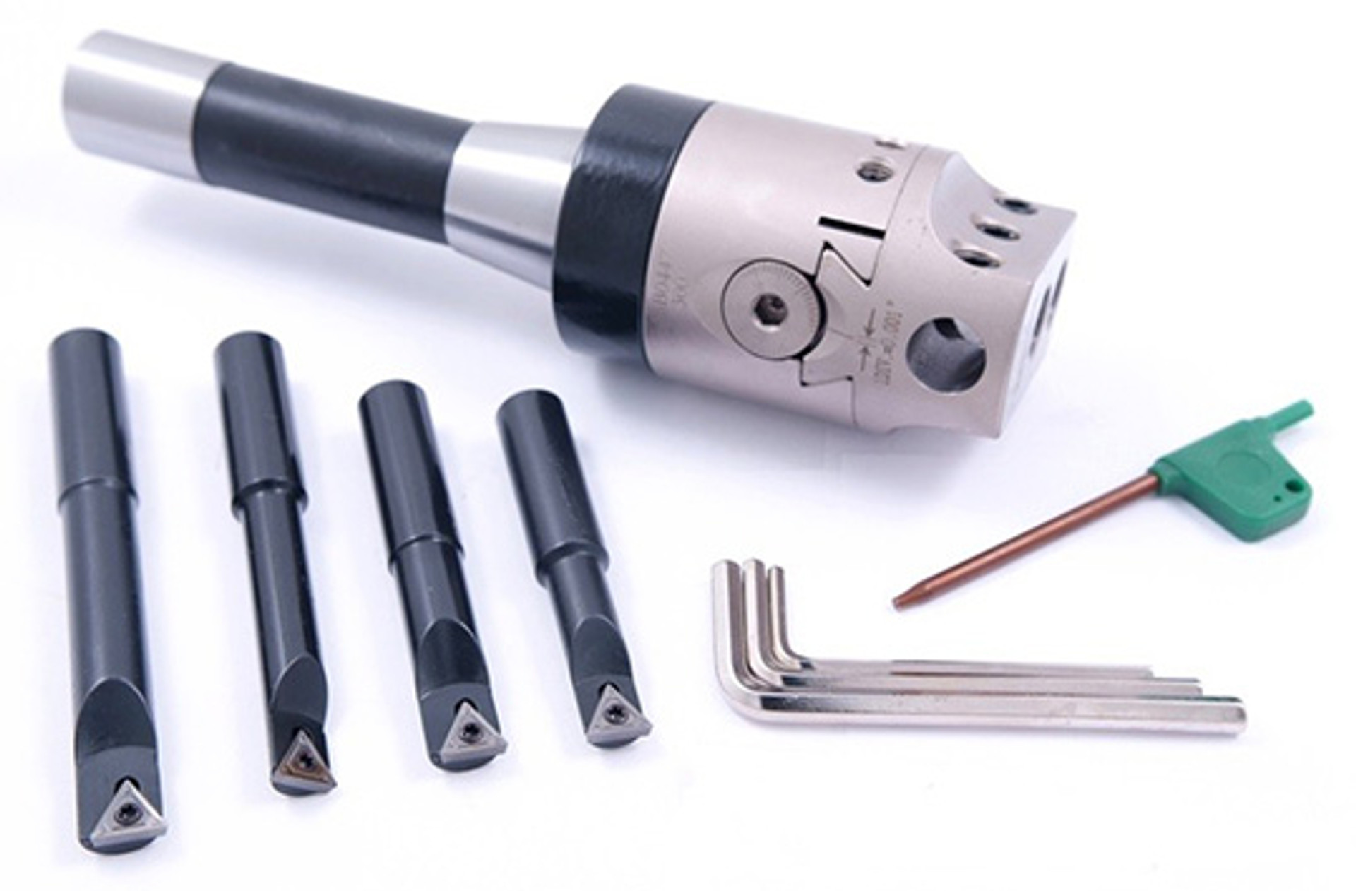 Precise Indexable Boring Tool Set w/2" Boring Head, R8 Shank & 4 Boring