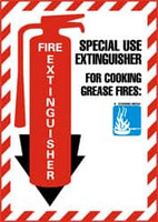 AccuformNMC Fire Extinguisher - Special Use Extinguisher for Cooking Grease Fire:, Pressure Sensitive Vinyl Fire Sign 9" Wide x 12" High FXPMSKP - 03001609