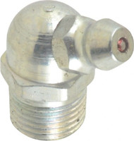 Alemite 65° Head Angle, 1/8 PTF Steel Standard Grease Fitting 7/16" Hex, 27/32" Overall Height, 19/64" Shank Length, 10,000 Operating psi, Zinc Plated Finish 1612-B - 03244415