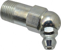 Alemite 65° Head Angle, 1/8 PTF Carbon Steel Standard Grease Fitting 7/16" Hex, 1-7/32" Overall Height, 9/16" Shank Length, 10,000 Operating psi, Zinc Plated Finish 1623-B - 03244423