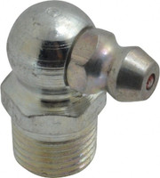 Alemite 90° Head Angle, 1/8 PTF Steel Standard Grease Fitting 7/16" Hex, 27/32" Overall Height, 19/64" Shank Length, 10,000 Operating psi, Zinc Plated Finish 1613-B - 03244456