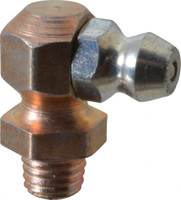 Alemite 90° Head Angle, 1/4-28 Taper Nickel/Copper Thread-Forming Grease Fitting 3/8" Hex, 3/4" Overall Height, Zinc Plated Finish 3054-B - 03244647