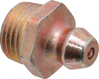 Alemite Straight Head Angle, 1/8 Taper Nickel/Copper Thread-Forming Grease Fitting 7/16" Hex, 0.62" Overall Height, Zinc Plated Finish 1720-B - 03244662