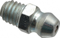 Alemite Straight Head Angle, M6x1.0 Metric Steel Standard Grease Fitting 7mm Hex, 1/4" Shank Length, 10,000 Operating psi, Zinc Plated Finish 2106 - 03245115