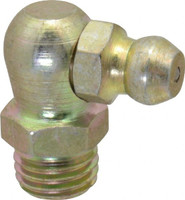 PROLUBE 90° Head Angle, M8x1.0 Metric Steel Standard Grease Fitting 9mm Hex, 18mm Overall Height, 5.5mm Shank Length, Zinc Plated Finish GFT/8/1/90/ST-5 - 08060915