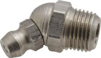 PROLUBE 45° Head Angle, 1/8-27 PTF Stainless Steel Standard Grease Fitting 7/16" Hex, 21.8mm Overall Height, 7.6mm Shank Length, Zinc Plated Finish GFTSS1-82745-10 - 62088158