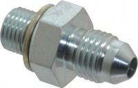 VOSS 7/16-20 x M10x1 Male MJIC x Male Metric 5/8" Hex Industrial Pipe Adapter Zinc Plated Carbon Steel, 1-3/16" OAL JM 0410 - 84433085
